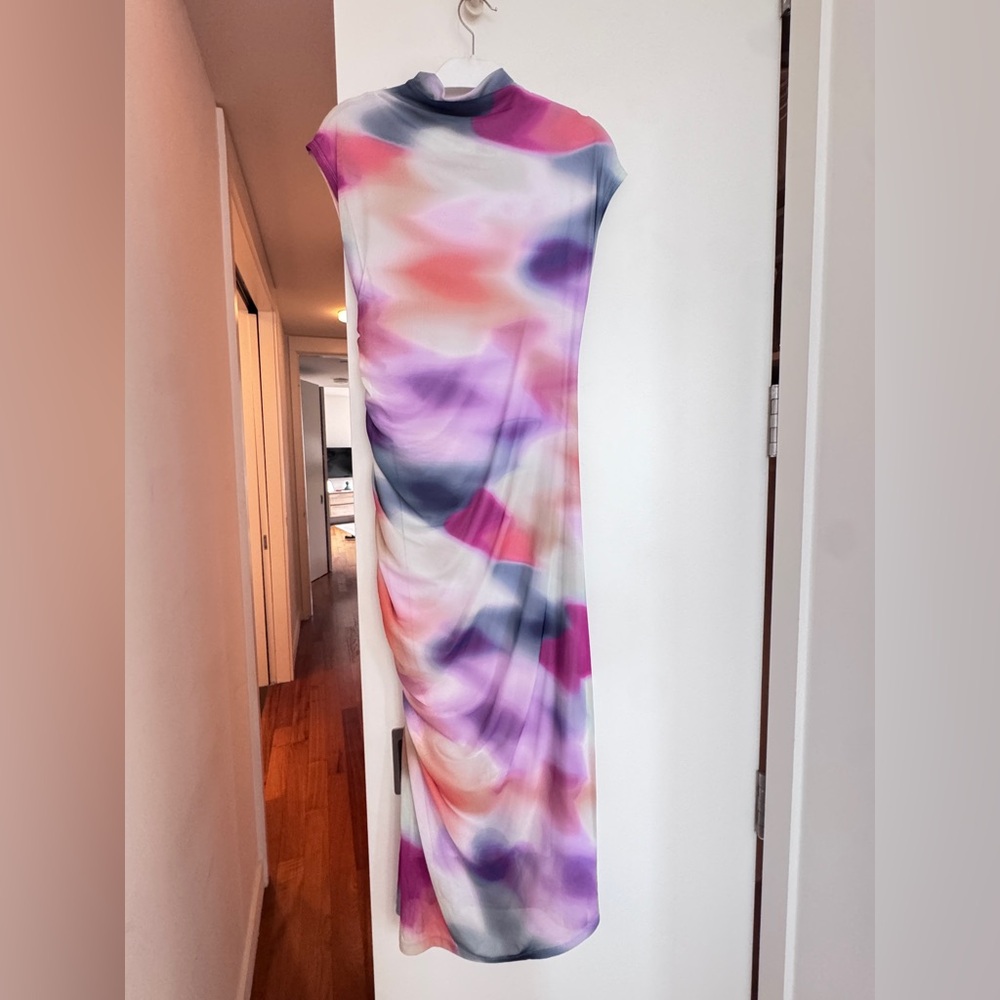 Anthropologie Purple Pink Maxi Dress Sleeveless Sheath